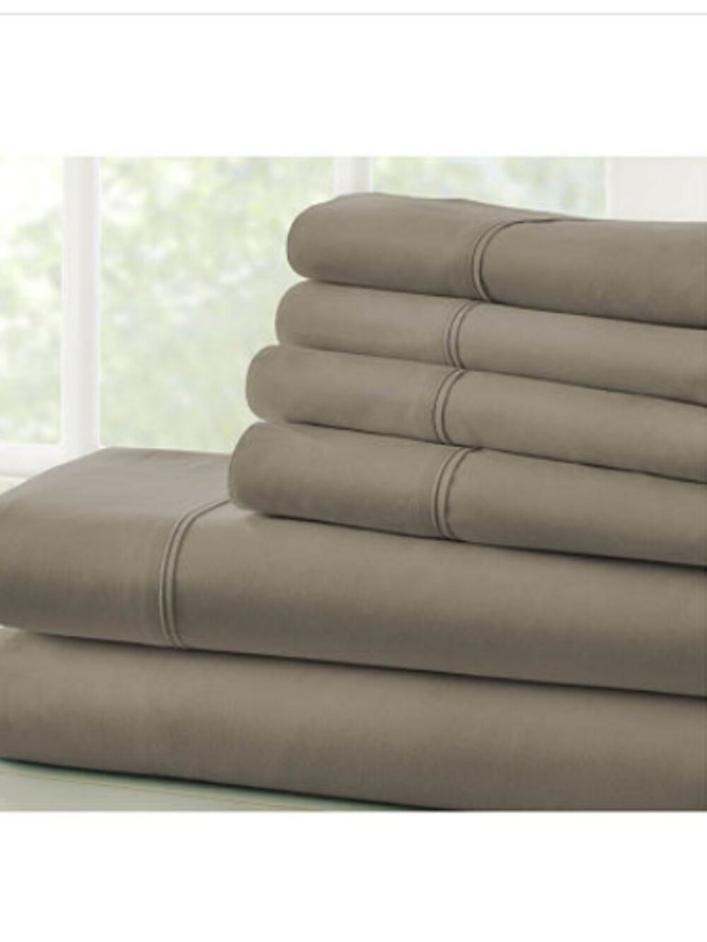 6-Piece Taupe Solid Microfiber King Sheet Set